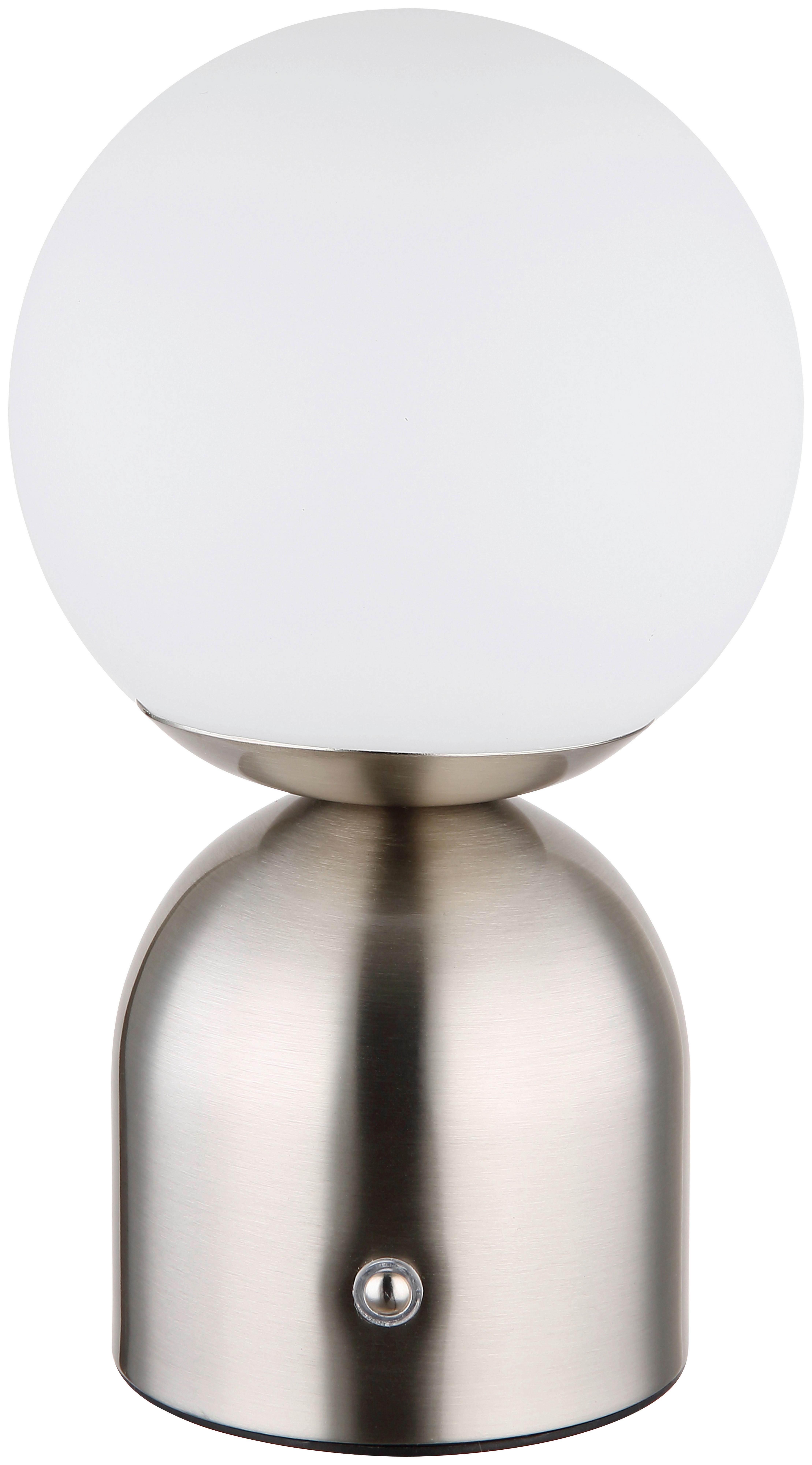 NABÍJATEĽNÁ STOLNÁ LAMPA LOPA - opálová/niklová, Modern, kov/plast (12/21cm) - Mömax