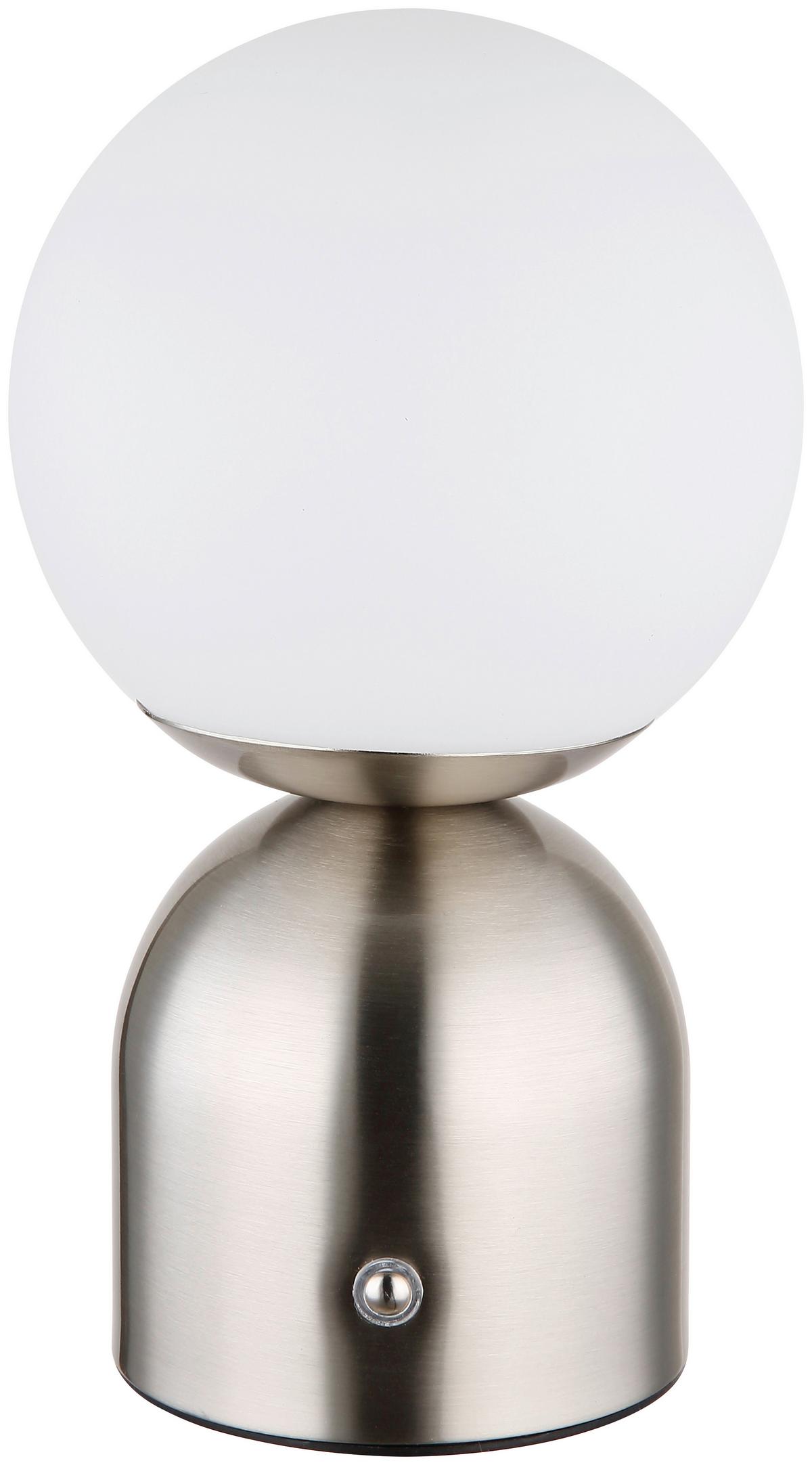 STOLNÍ LAMPA NA BATERIE LOPA - opál/barvy niklu, Moderní, kov/plast (12/21cm) - Mömax