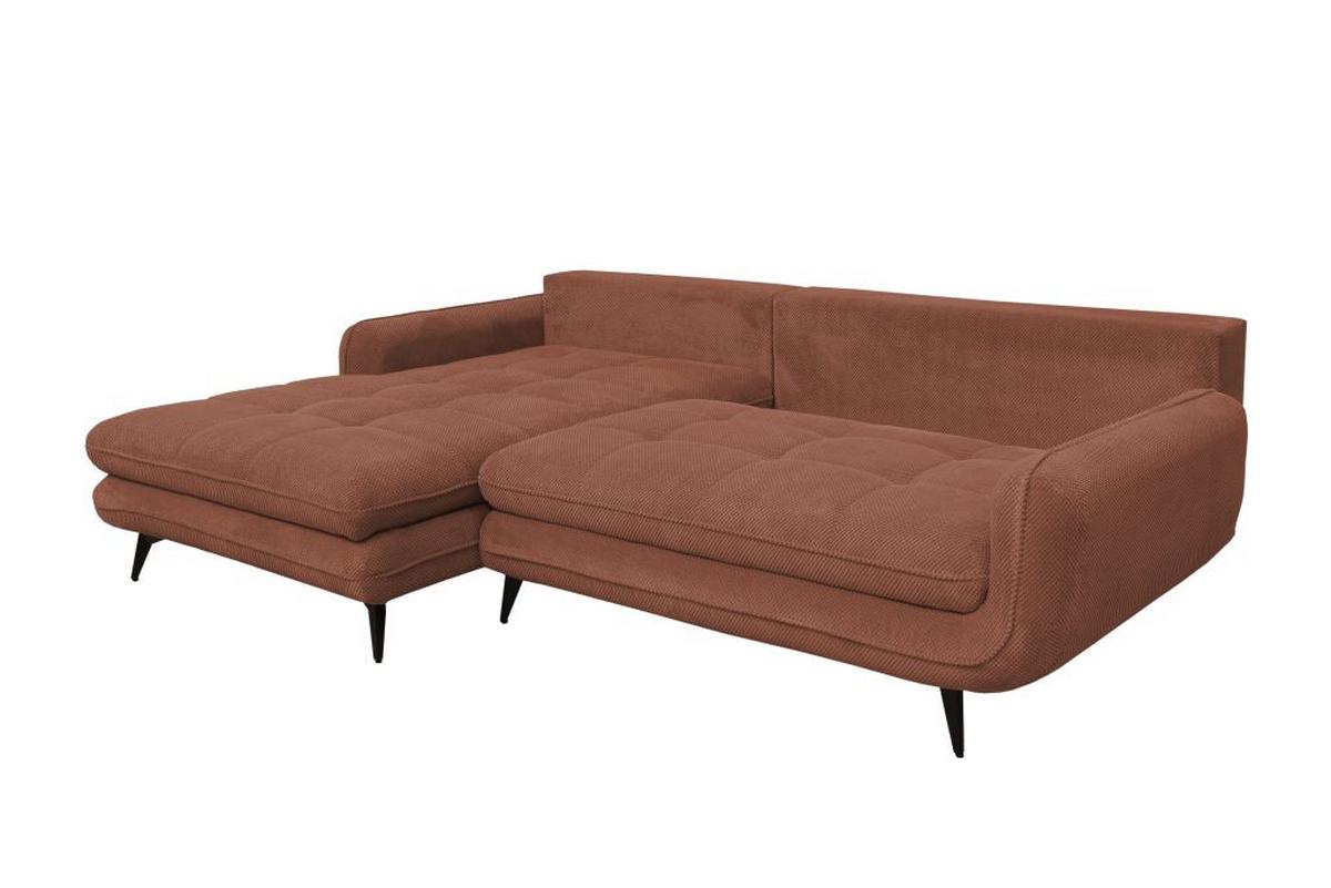 Rohová sedačka WAVE, ľavá, staroružová - čierna/staroružová, Modern, kov/textil (189/266cm)