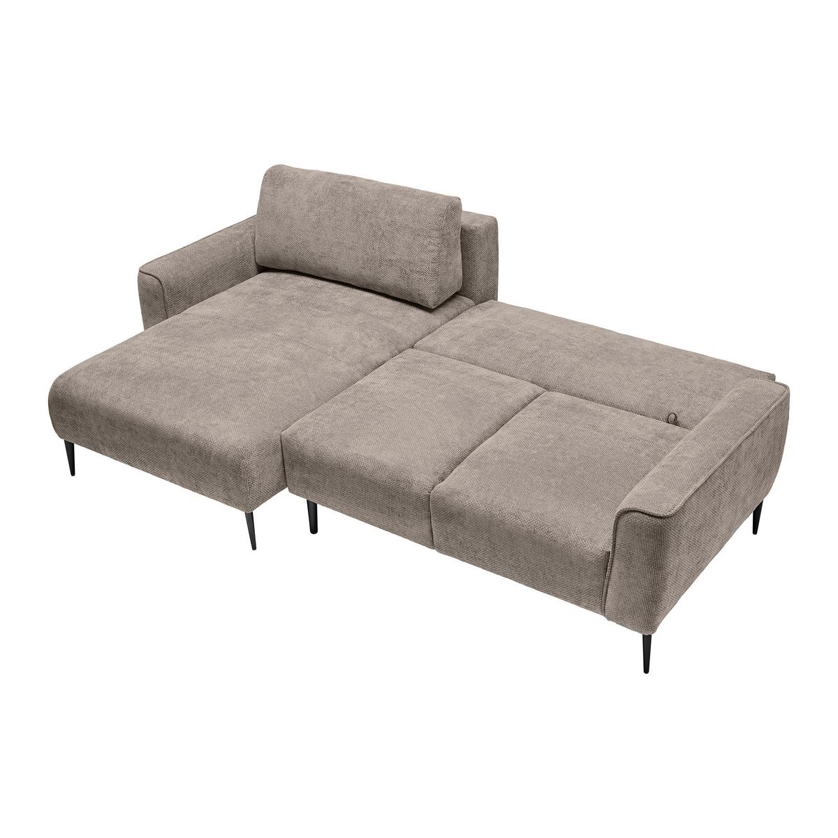 Rohová sedačka CUSTOM, levá, béžová žinylka - černá/béžová, Moderní, kov/textil (164/255cm) - Mömax