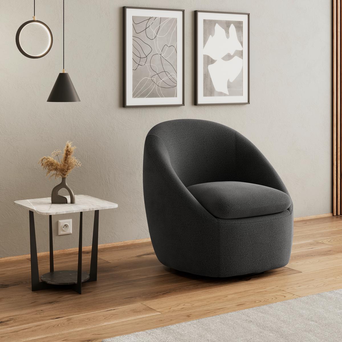 Relaxačné kreslo DORA, čierna ženilka - čierna, Modern, kov/drevo (77/74/73cm) - Bessagi Home