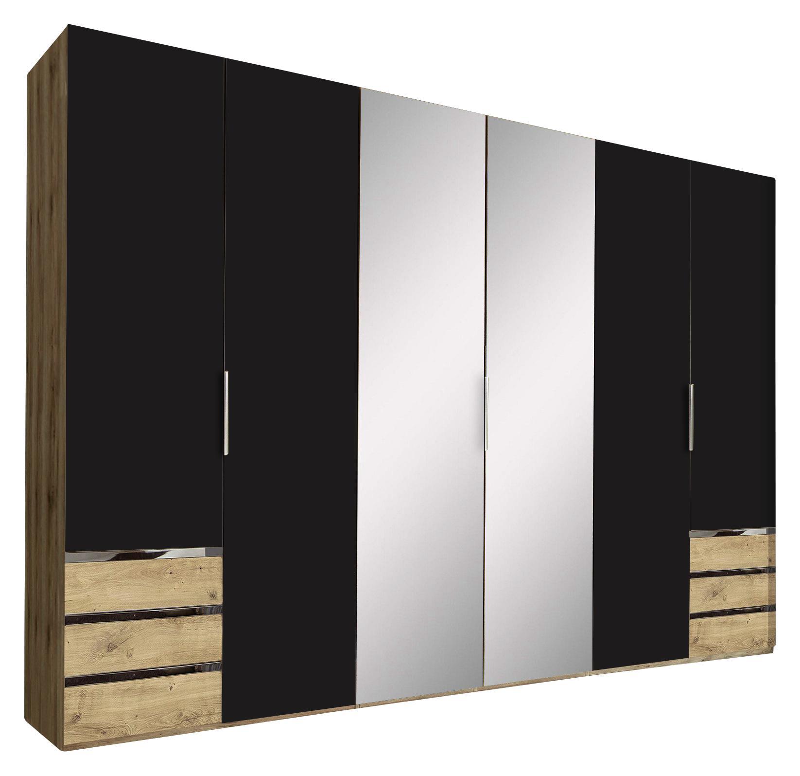 Drehtürenschrank Level 36a B:300cm Graphit/ Eiche Dekor - Eichefarben/Graphitfarben, MODERN, Holzwerkstoff (300/216/58cm)