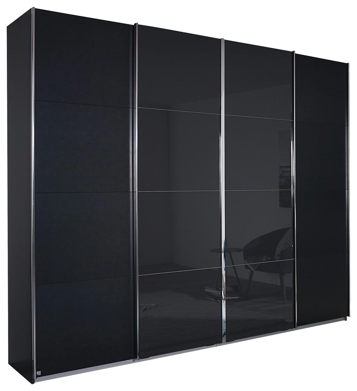 Schwebetürenschrank mit Glas 361cm Bensheim, Grau Metallic - Eichefarben/Graphitfarben, MODERN, Holzwerkstoff (361/211/62cm) - James Wood