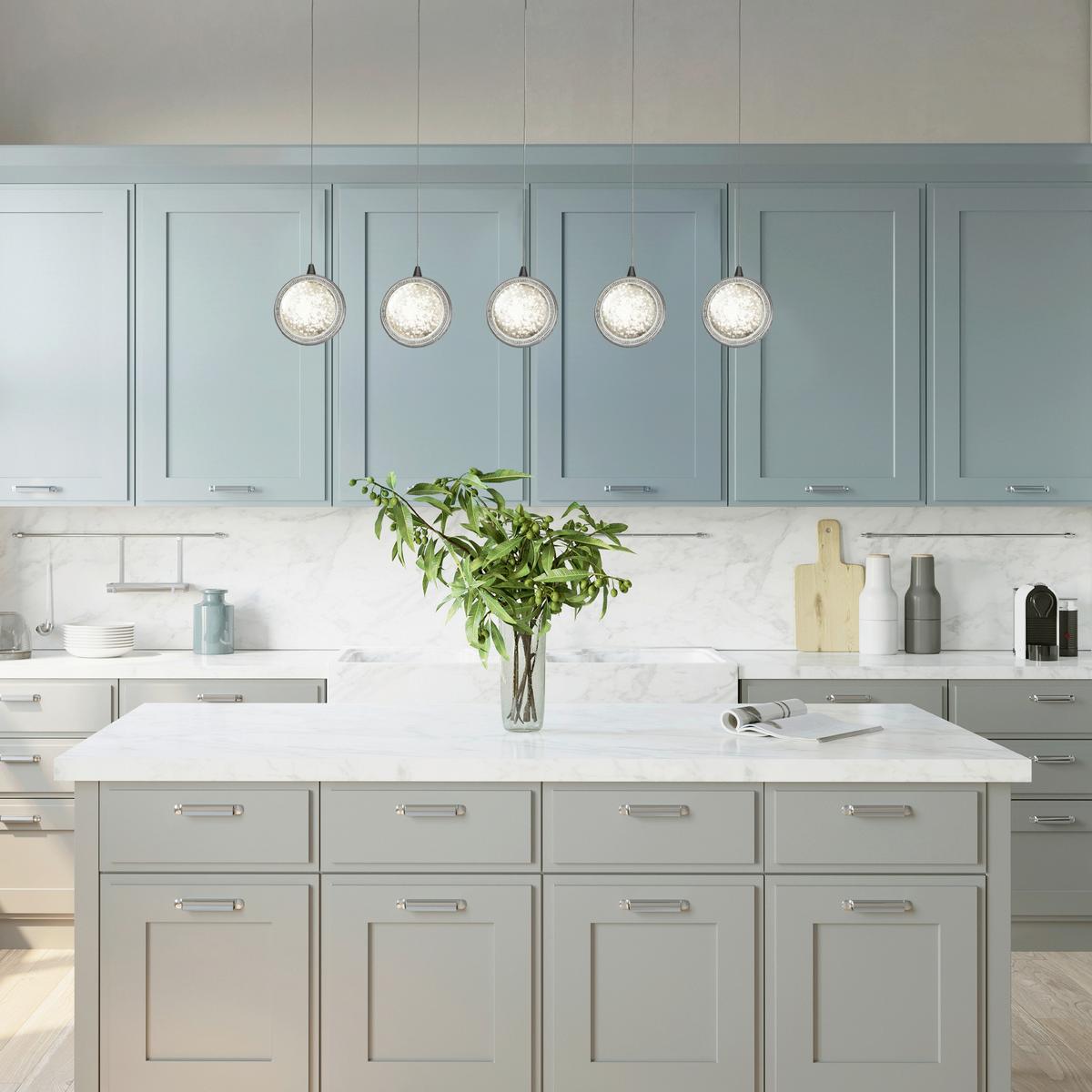 Led Függőlámpa Quartz 28702-5cc - krómszínű/áttetsző, Konventionell, üveg/fém (88/150/10cm) - Searchlight