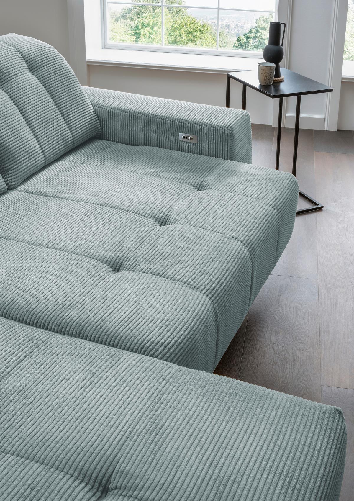 Ecksofa Mit Usb Anschluss Sano, Hellblau, S: 180x258 Cm - Schwarz/Hellblau, MODERN, Textil (180/258cm) - Livetastic