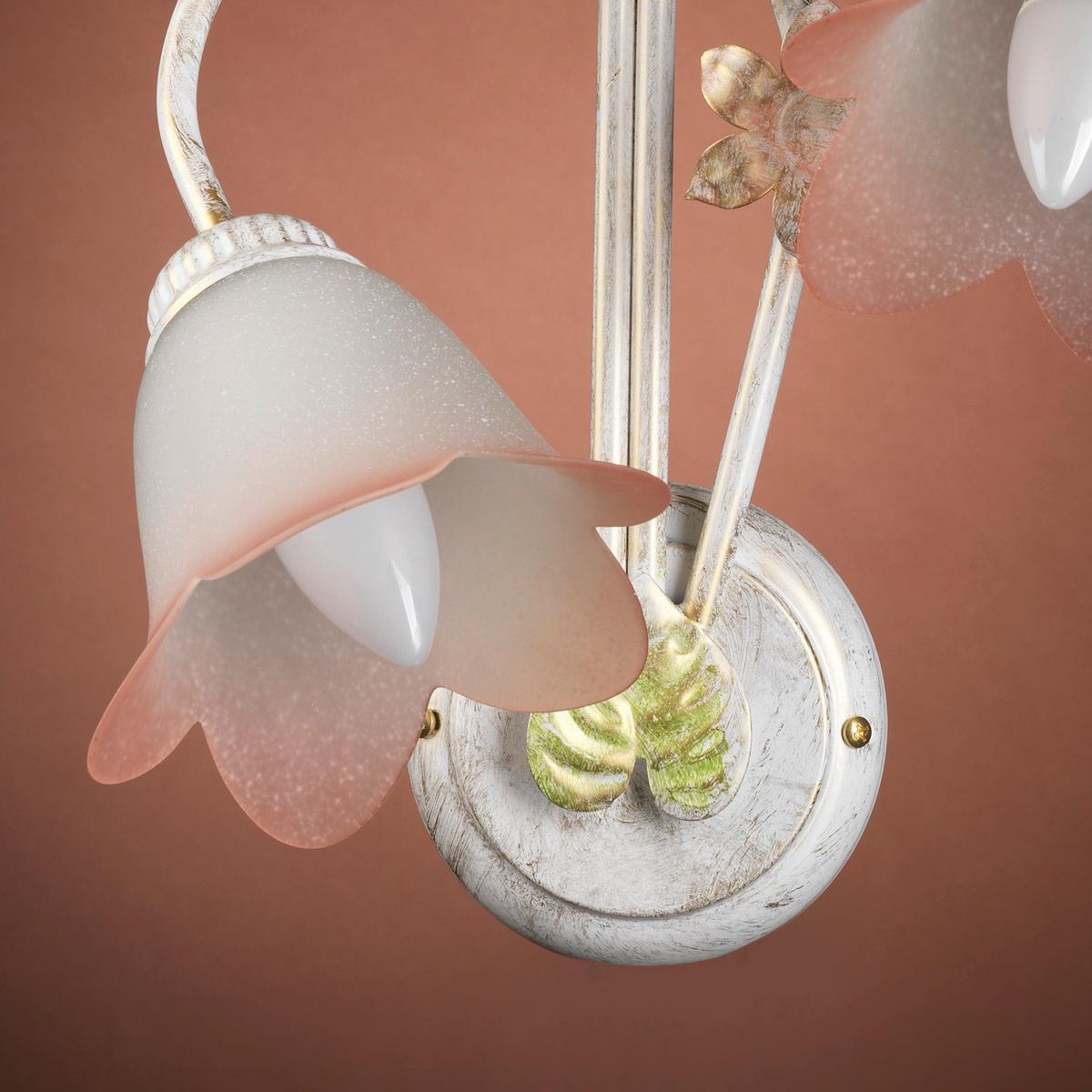 Wandleuchte 4217/Ap3 - Weiß, Natur, Glas/Metall (30/25/50cm)