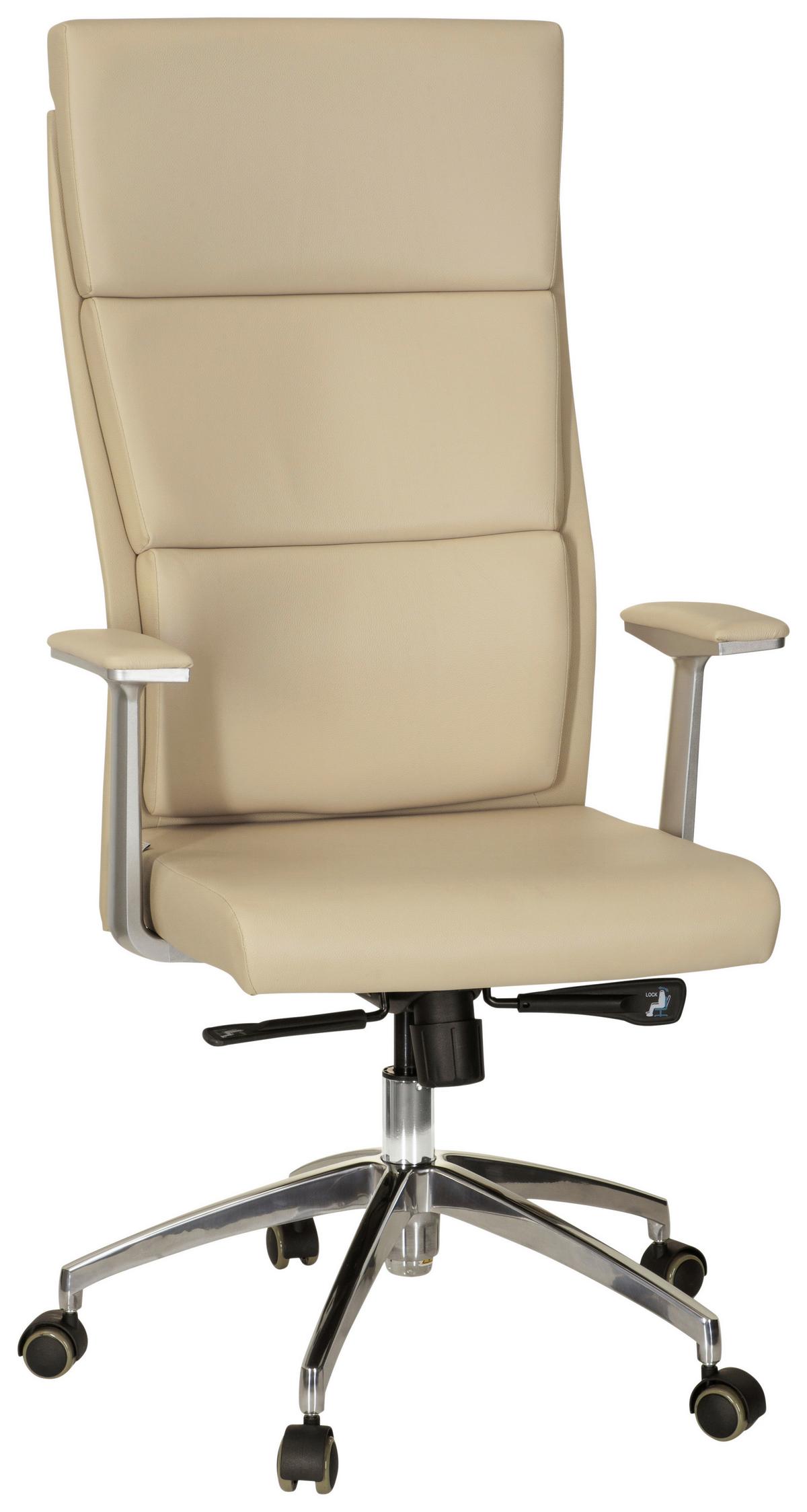 Chefsessel Monza 20 Beige - Beige/Silberfarben, MODERN, Leder/Kunststoff (60/131/52cm) - MID.YOU