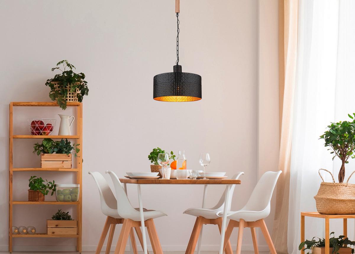 Hängeleuchte 15651h - Dunkelbraun/Goldfarben, Design, Holzwerkstoff/Kunststoff (140/25/120cm) - Globo