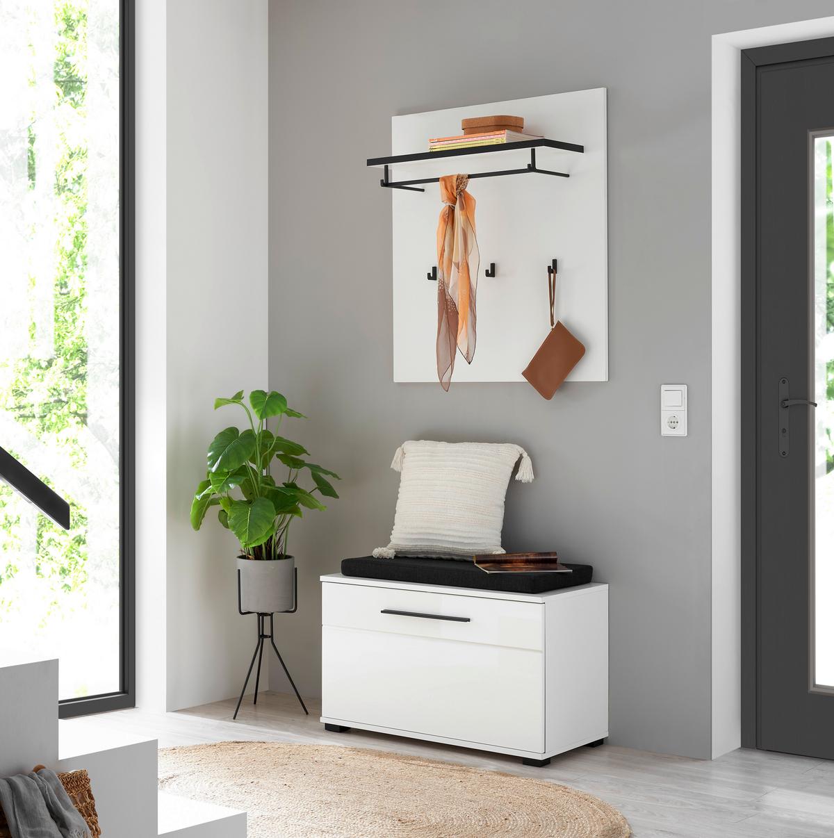 Garderobe Cantara Weiß/Weiß HG B: 80cm - Weiß Hochglanz/Weiß, MODERN, Holzwerkstoff (80/200/39cm) - MID.YOU