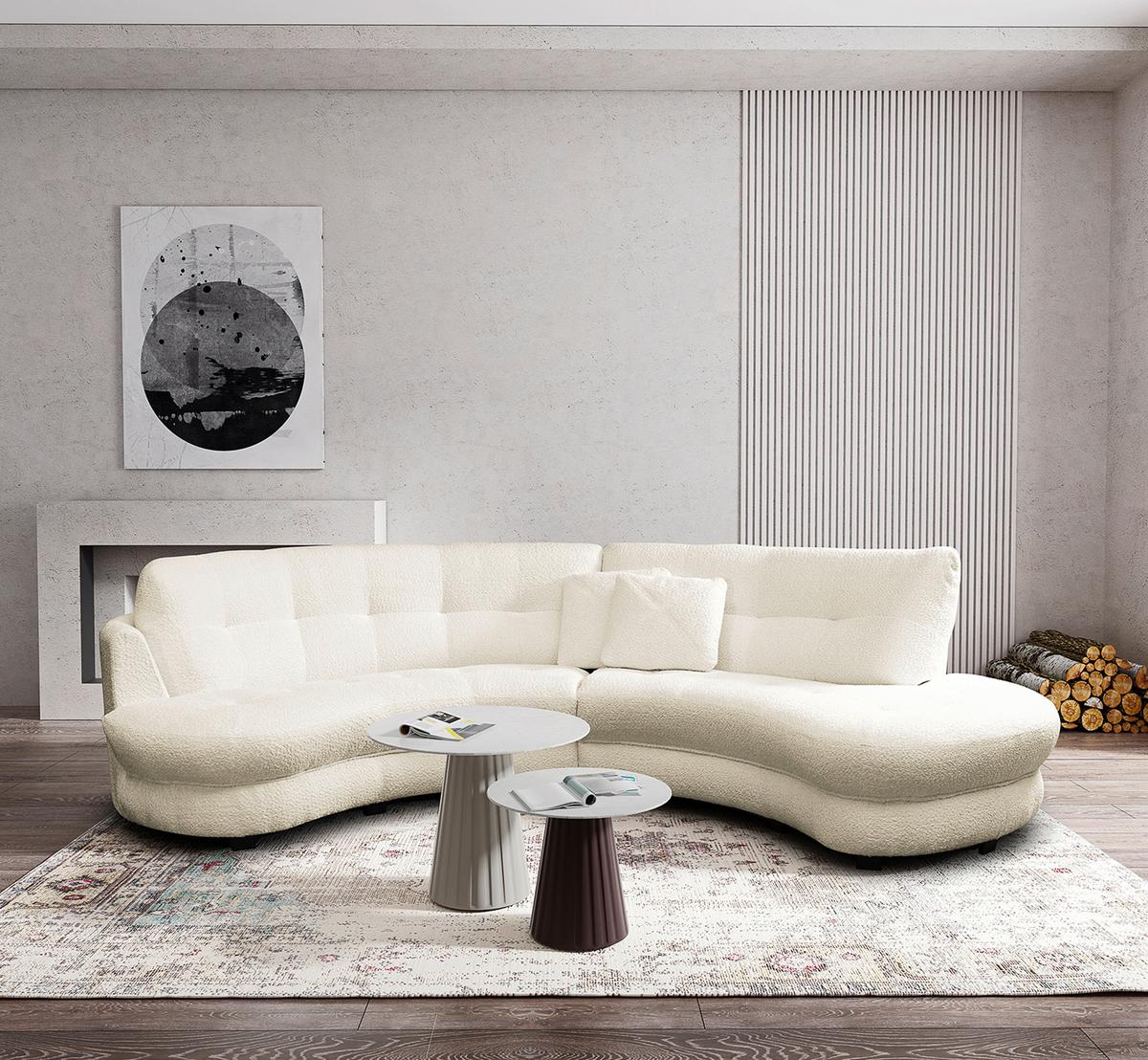 Ecksofa Bretania, Weiß S: 300x113 cm - Schwarz/Weiß, Design, Textil (300/113cm) - Livetastic