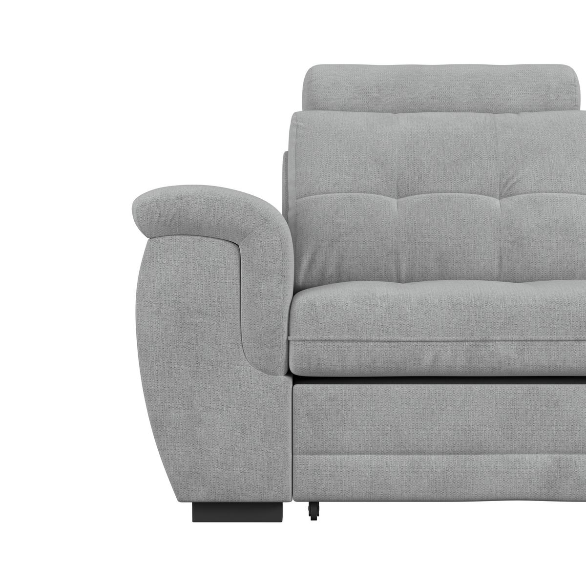 Ecksofa mit Schlaffunktion Falco new hellgrau 251x183 cm - Hellgrau/Schwarz, KONVENTIONELL, Textil (251/183cm) - Ondega