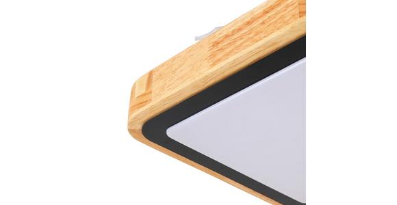 LED-Deckenleuchte Kida L: 27 cm, 1-Flammig mit Holz - Schwarz/Naturfarben, MODERN, Holz/Kunststoff (27/27/8cm) - Luca Bessoni