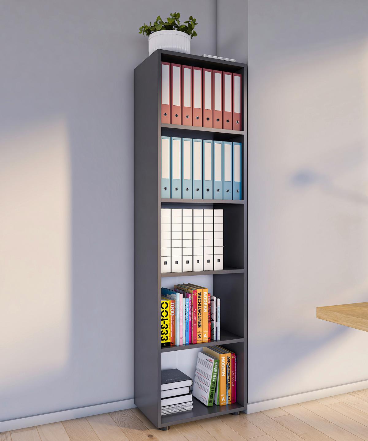Regál Ulas š: 49 cm, antracitový - černá/antracitová, Moderní, kompozitní dřevo/plast (49/178/32cm) - MID.YOU