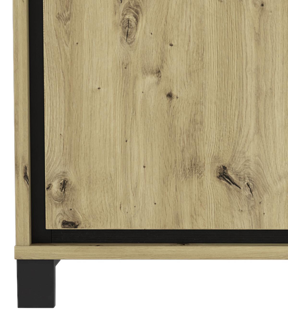 Sideboard B: 178 cm Trondheim, Eiche Dekor/Schwarz - Eichefarben/Schwarz, Basics, Holzwerkstoff/Kunststoff (178.4cm) - Livetastic