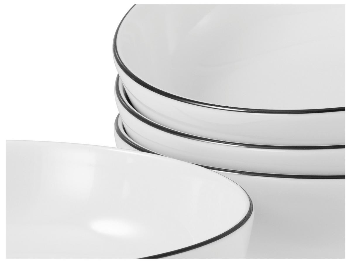 Schüsselset Porzellan Schwarz Weiß - Schwarz/Weiß, Design, Keramik - Creatable