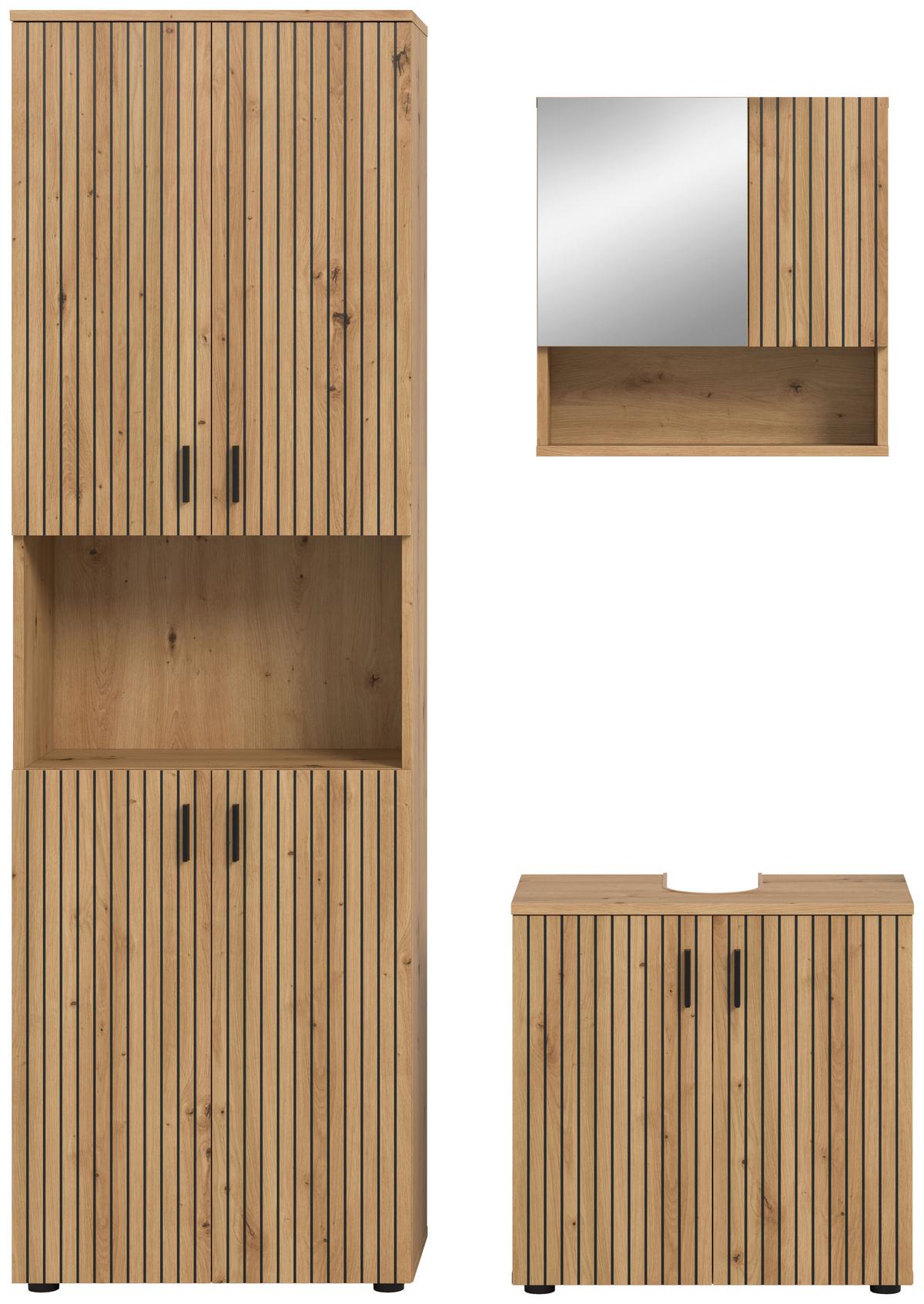 BADEZIMMER Eiche Artisan B: 120cm - Schwarz/Eiche Artisan, Basics, Holzwerkstoff (120cm) - MID.YOU