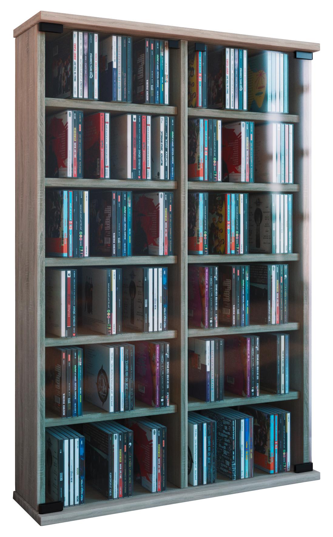 Regal mit Glastüren Roma 60 cm Eiche Dekor - Eichefarben, KONVENTIONELL, Glas/Holzwerkstoff (60/92/18cm) - MID.YOU