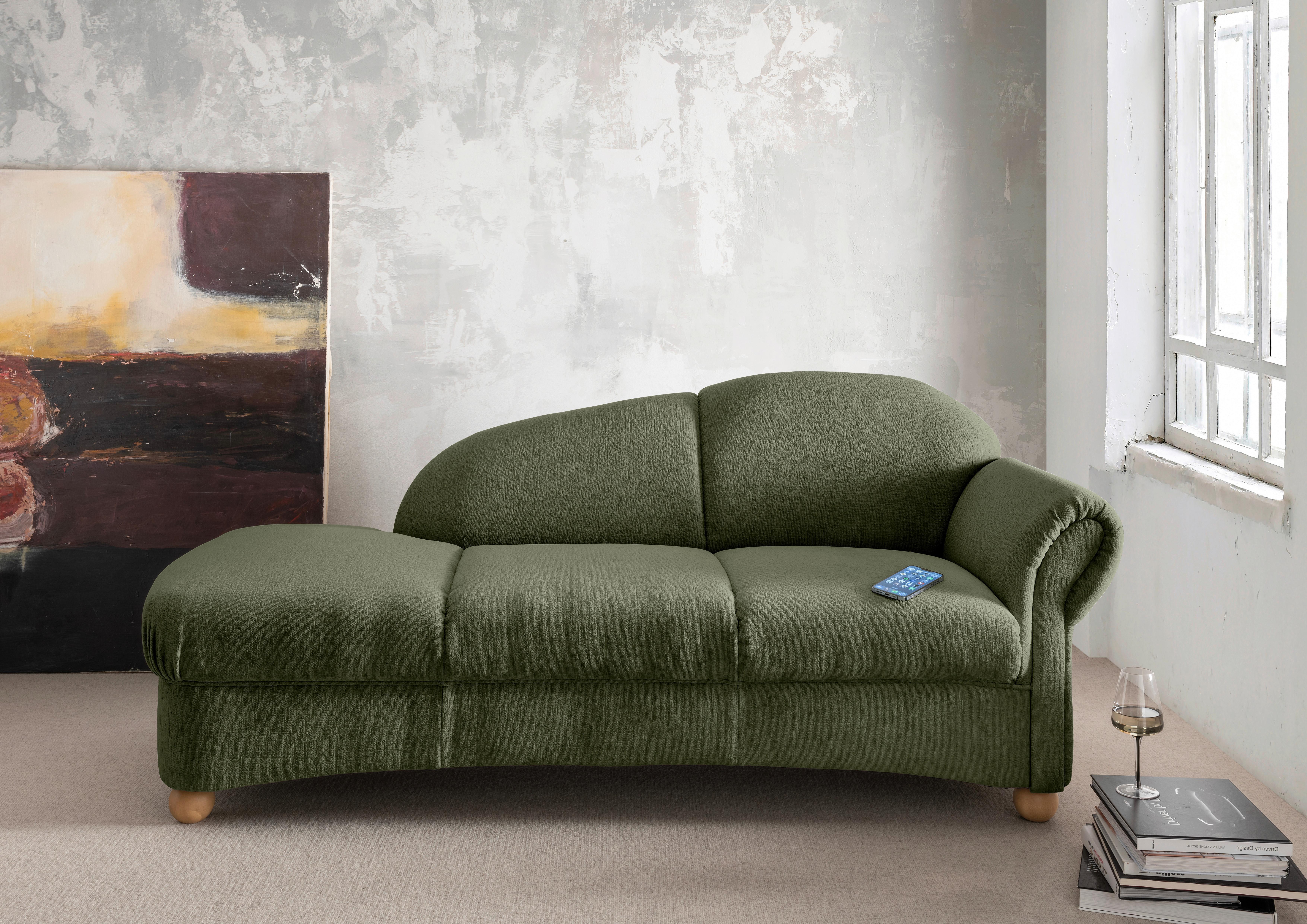 Ottomane Torello Grün B: 190cm - Wildeiche/Grün, KONVENTIONELL, Textil (190/84/86cm) - Livetastic