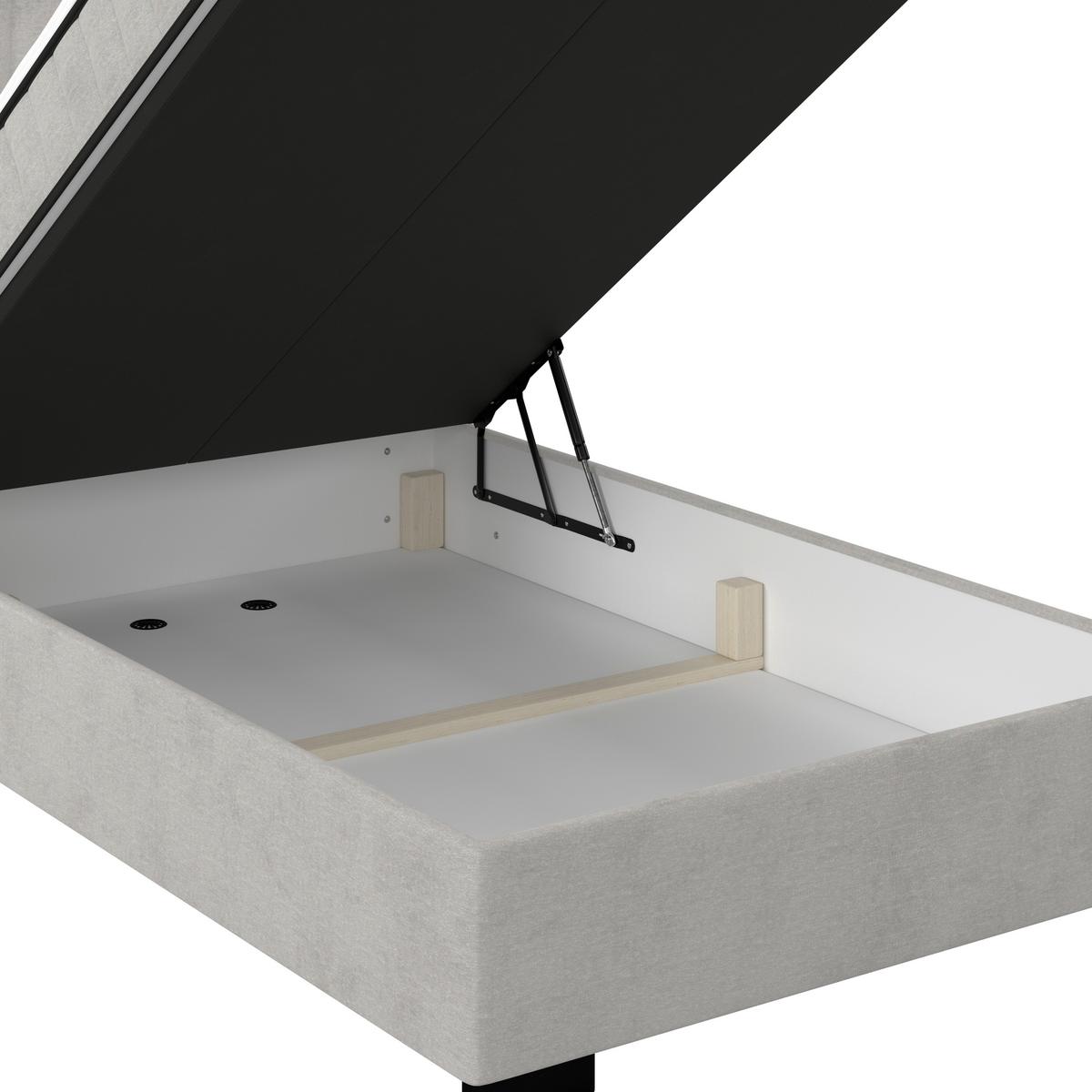 Boxbett Maya inkl. Bettkasten Hellgrau 100x220 cm - Hellgrau/Schwarz, MODERN, Holz/Holzwerkstoff (100/220cm)