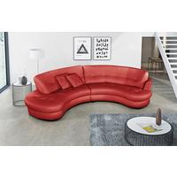 Ecksofa Bretania, Rot S: 113x300 - Rot/Schwarz, Design, Leder/Textil (113/300cm) - Livetastic