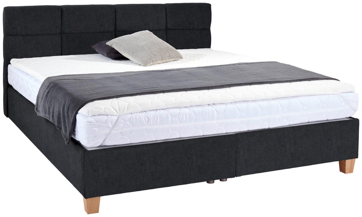 Polsterbett Mit Bettkasten 140x200 Bellagio Schwarz - Buchefarben/Schwarz, KONVENTIONELL, Holz/Textil (140/200cm)