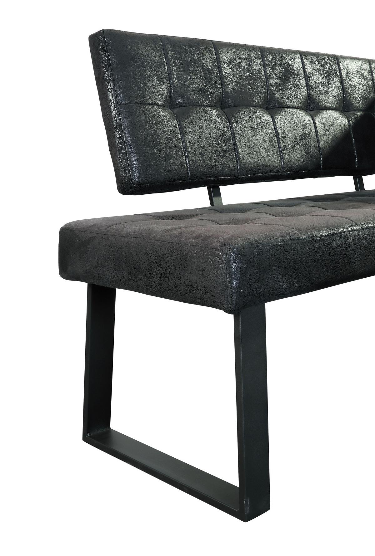 Eckbank Lavik - Schwarz, MODERN, Textil/Metall (134/185cm) - MID.YOU