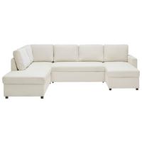 Sedací souprava MARTINA, levá, béžový manšestr - černá/béžová, Moderní, kov/dřevo (204/89/276cm) - Mömax