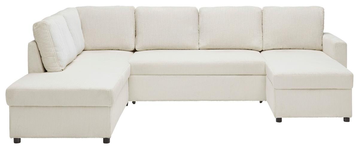 Sedací souprava MARTINA, levá, béžový manšestr - černá/béžová, Moderní, kov/dřevo (204/89/276cm) - Mömax