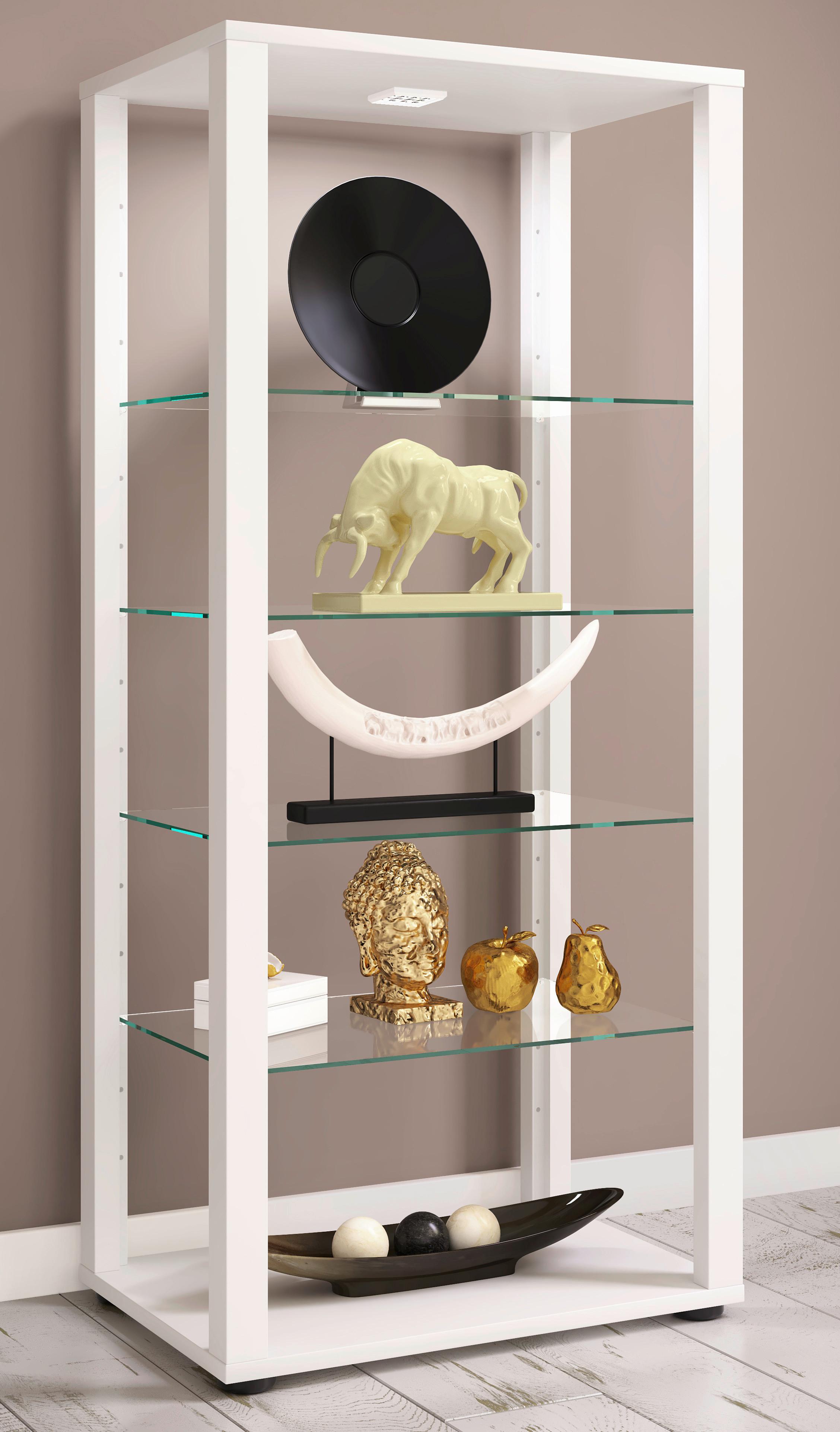 Vitrine Glasol B: 51,8 cm Weiß - Schwarz/Weiß, MODERN, Glas/Holzwerkstoff (51,8/114,5/34,8cm) - MID.YOU