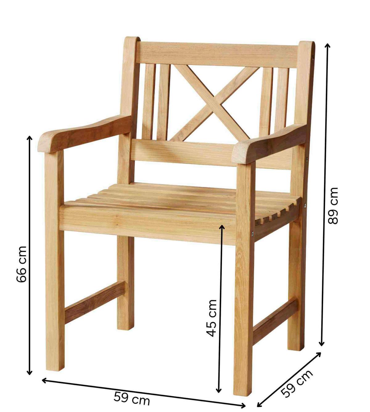 Gartensessel Rosenborg, natur 89x89x59 cm, Echtholz - Teakfarben, Natur, Holz (59/89/59cm) - Gardenson