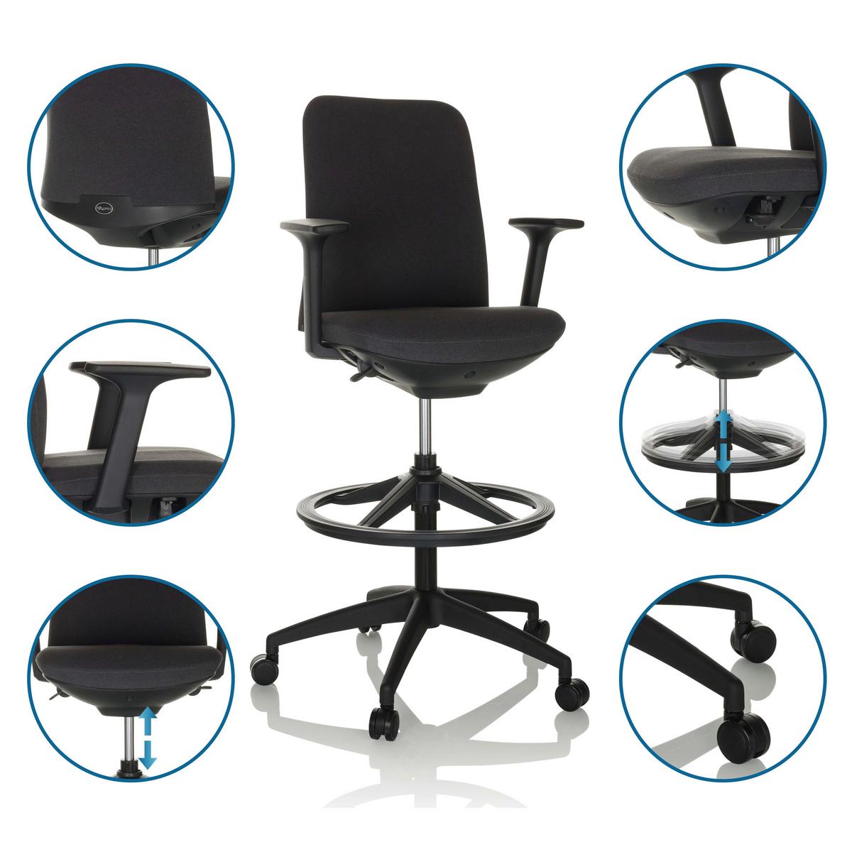 Drehstuhl Nestora Work - Schwarz, Basics, Kunststoff/Textil (73/115-140/73cm) - MID.YOU