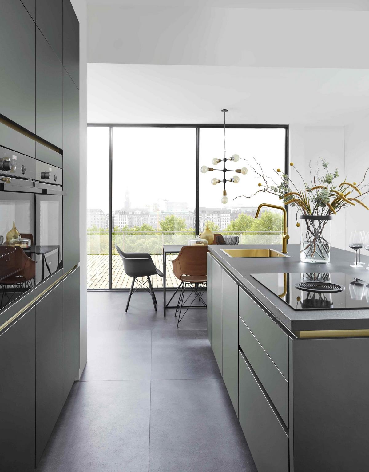 Einbauküche Eastbourne Frei Planbar In Mineralgrün - Grau/Grün, MODERN, Holzwerkstoff - Vertico