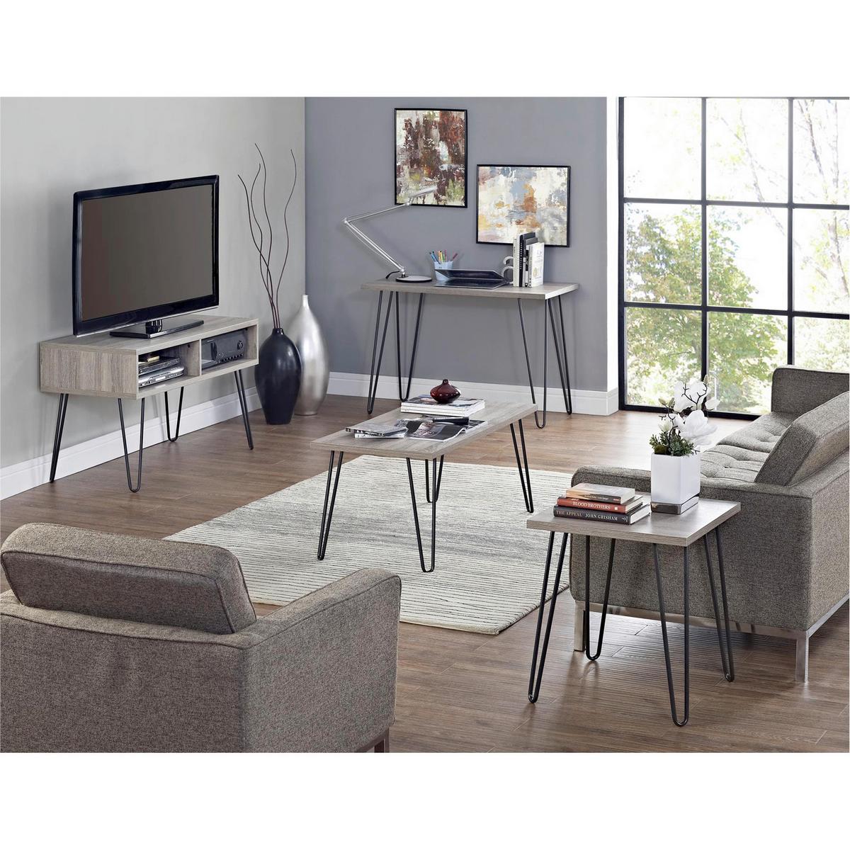 Schreibtisch Owen Grau L: 100cm - Schwarz/Grau, Design, Holzwerkstoff/Metall (100/49/70cm) - MID.YOU