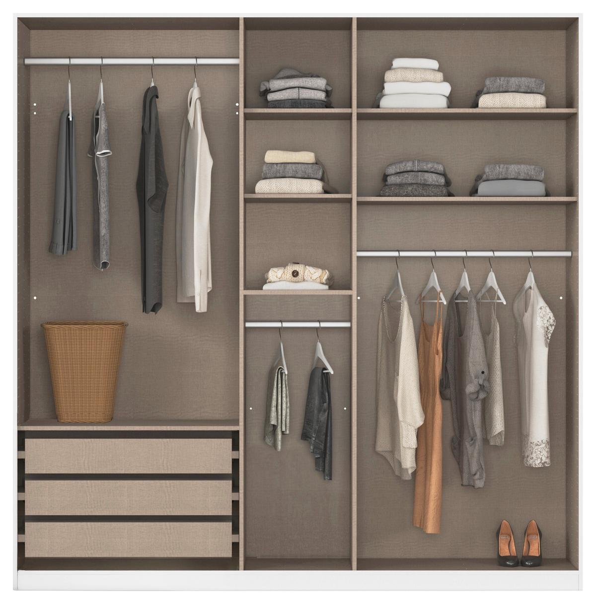 Kleiderschrank Safari mit Spiegel B: 226 cm - Champagner/Silberfarben, KONVENTIONELL, Holzwerkstoff (226/210/54cm)