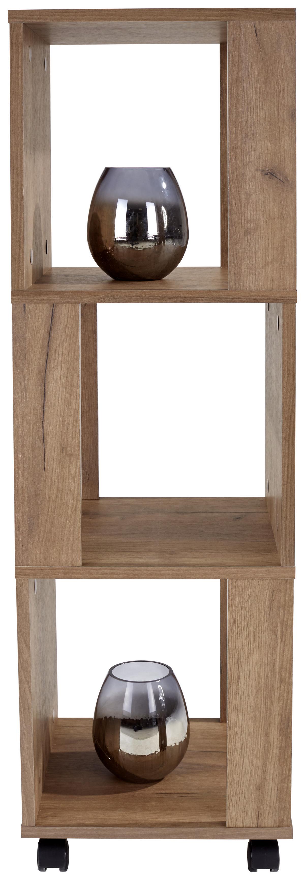 Regal Auf Rollen Rolly B 34cm, Eiche Dekor - Eichefarben, MODERN, Holzwerkstoff/Kunststoff (34/111/34cm)