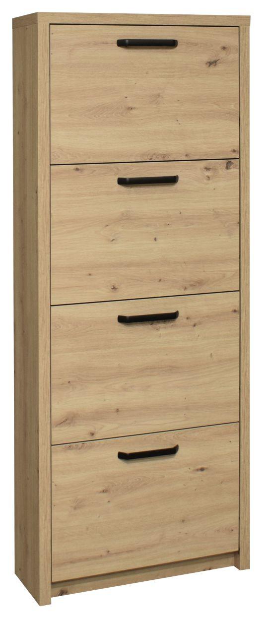 Výklopná skrinka na topánky Klapp  dekor dub divý - divoký dub/čierna, Basics, kov/kompozitné drevo (64/164/24cm)