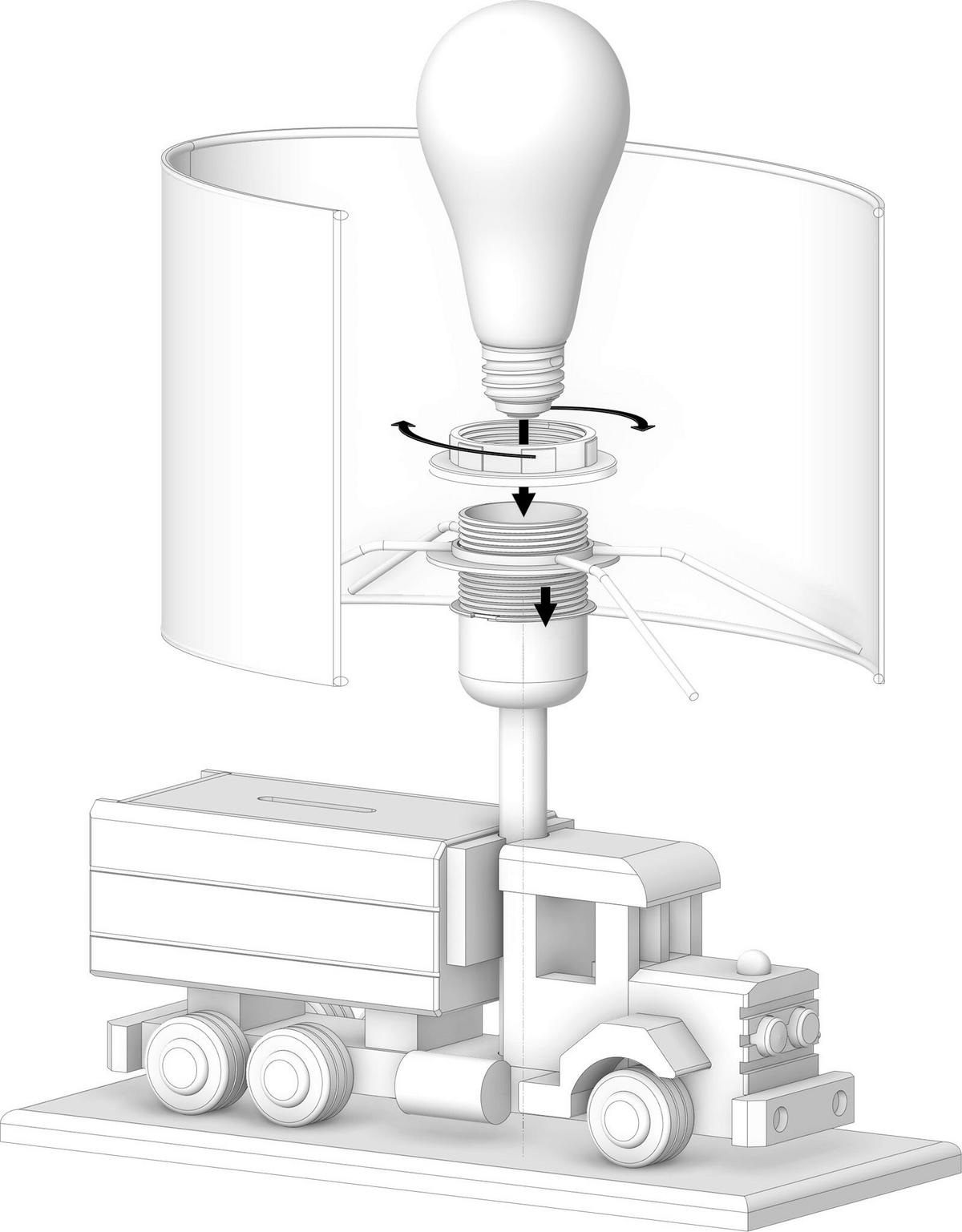 Kindertischleuchte 4112425 Lkw Mit Spardose - Naturfarben/Grün, Natur, Holz/Holzwerkstoff (32/14/27cm)