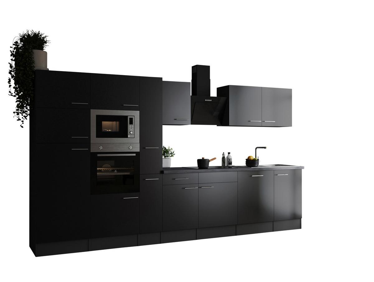 Küchenblock Oliver Grau, Schwarz B: 370 Cm - Schwarz/Grau, Design, Holzwerkstoff (370cm) - Respekta