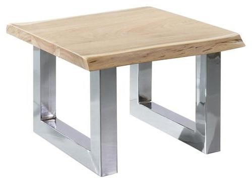 Konferenčný stolík ASURA masív - farba akácie/chrómová, Design, kov/drevo (58/60/40cm) - MID.YOU