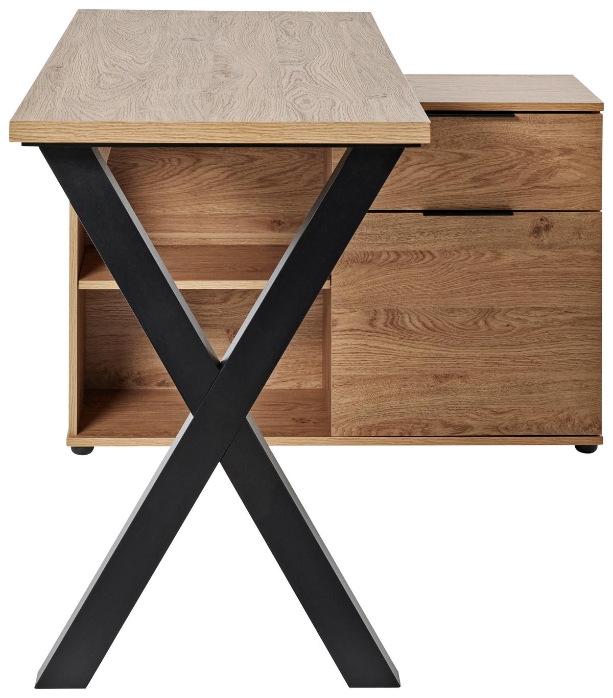 Eckschreibtisch Mit Stauraum B 140cm H 76cm Club, Eichefarbe - Eichefarben, MODERN, Holzwerkstoff (140/95/76cm) - Livetastic