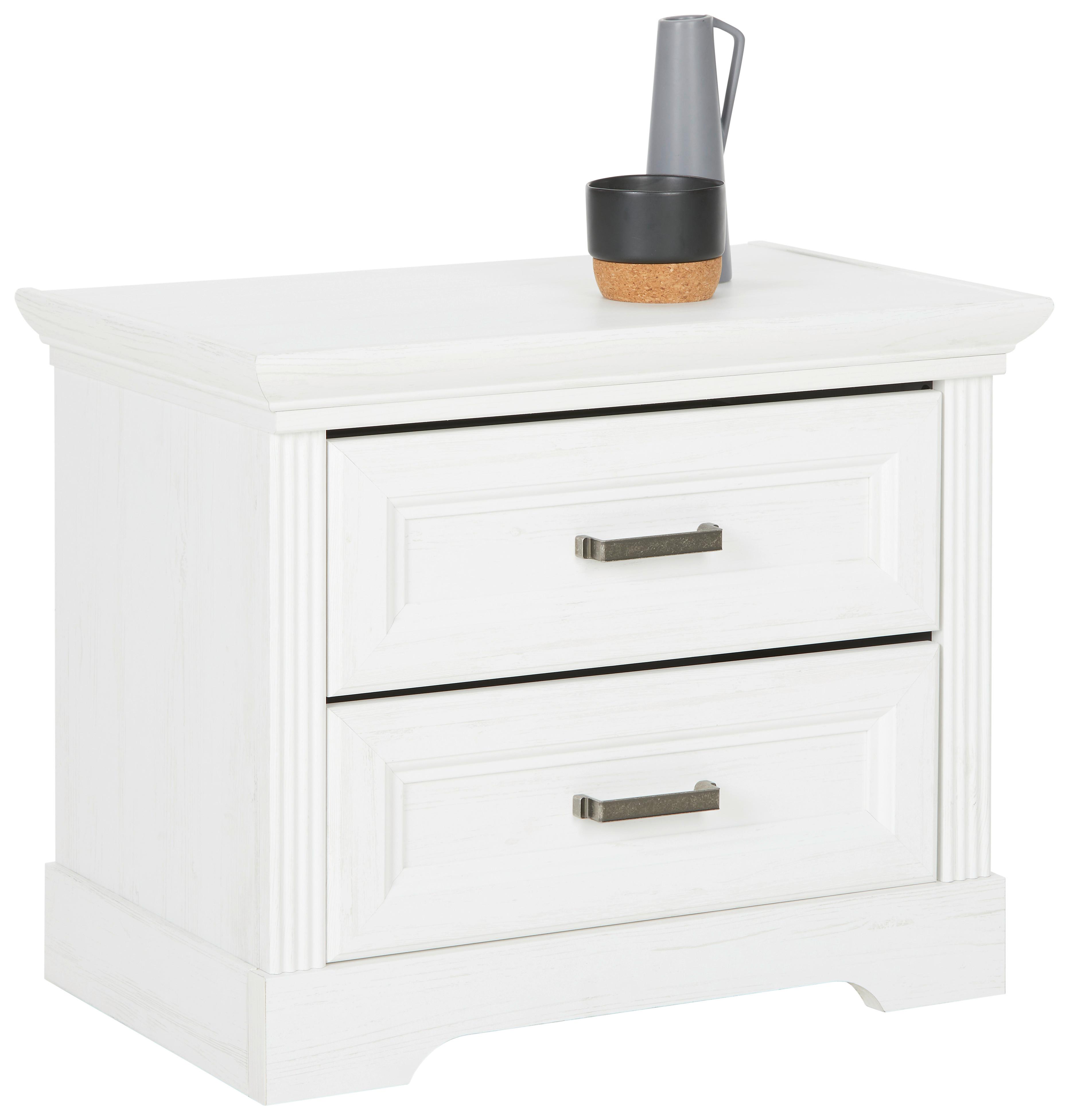 Nočný stolík MARILOU biely ,š.65 cm - čierna/biela, Romantik / Landhaus, kov/kompozitné drevo (65/52/41cm) - Zandiara