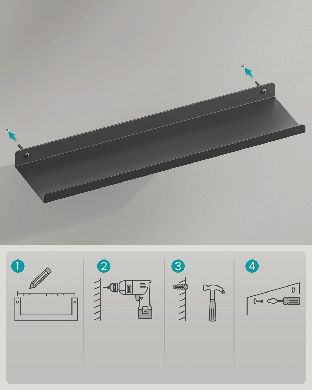 WANDREGALSET Schwarz B: 40 cm - Schwarz, Basics, Metall (40/2,5/9,5cm)