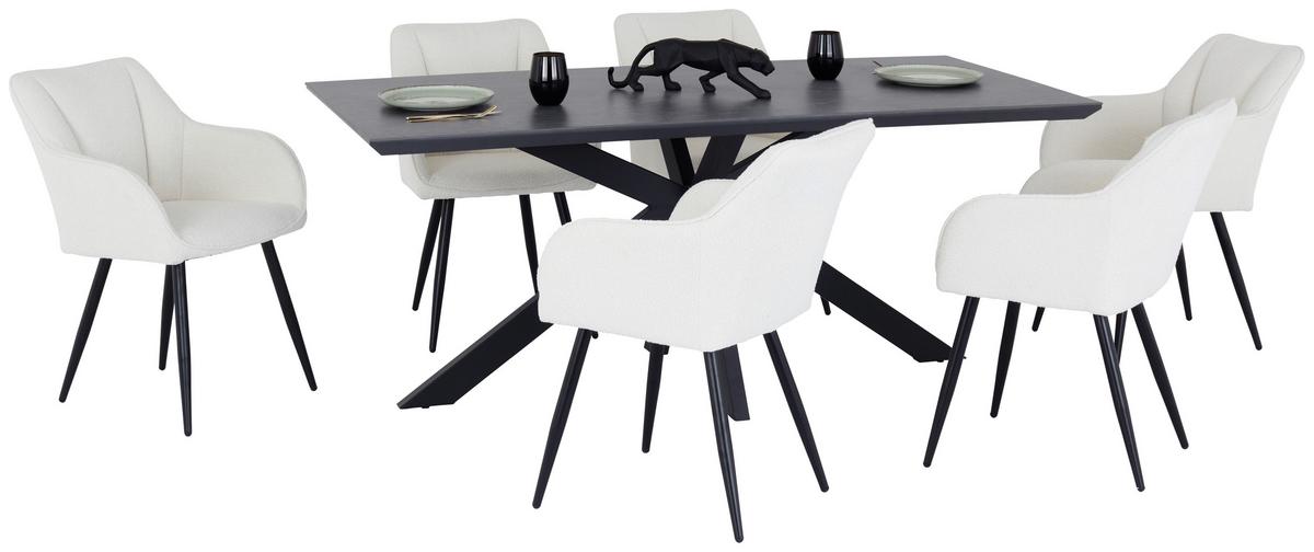 Esstisch Steve 1 180x90 Cm Schwarz - Schwarz, MODERN, Keramik/Holzwerkstoff (180/76/90cm)