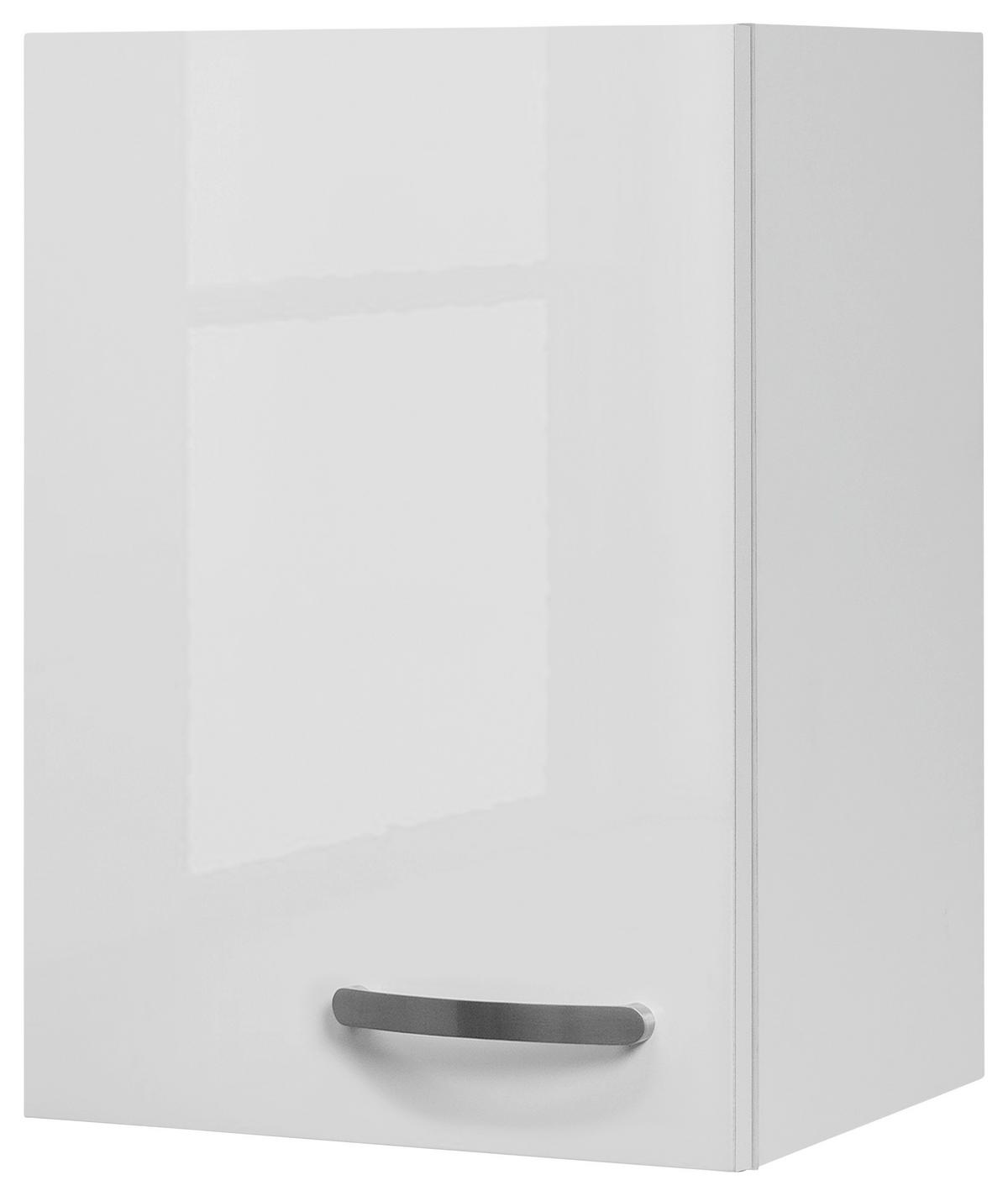 Felsőszekrény Alba - magasfényű fehér/fehér, Modern, faalapú anyag (40/54,8/32cm)