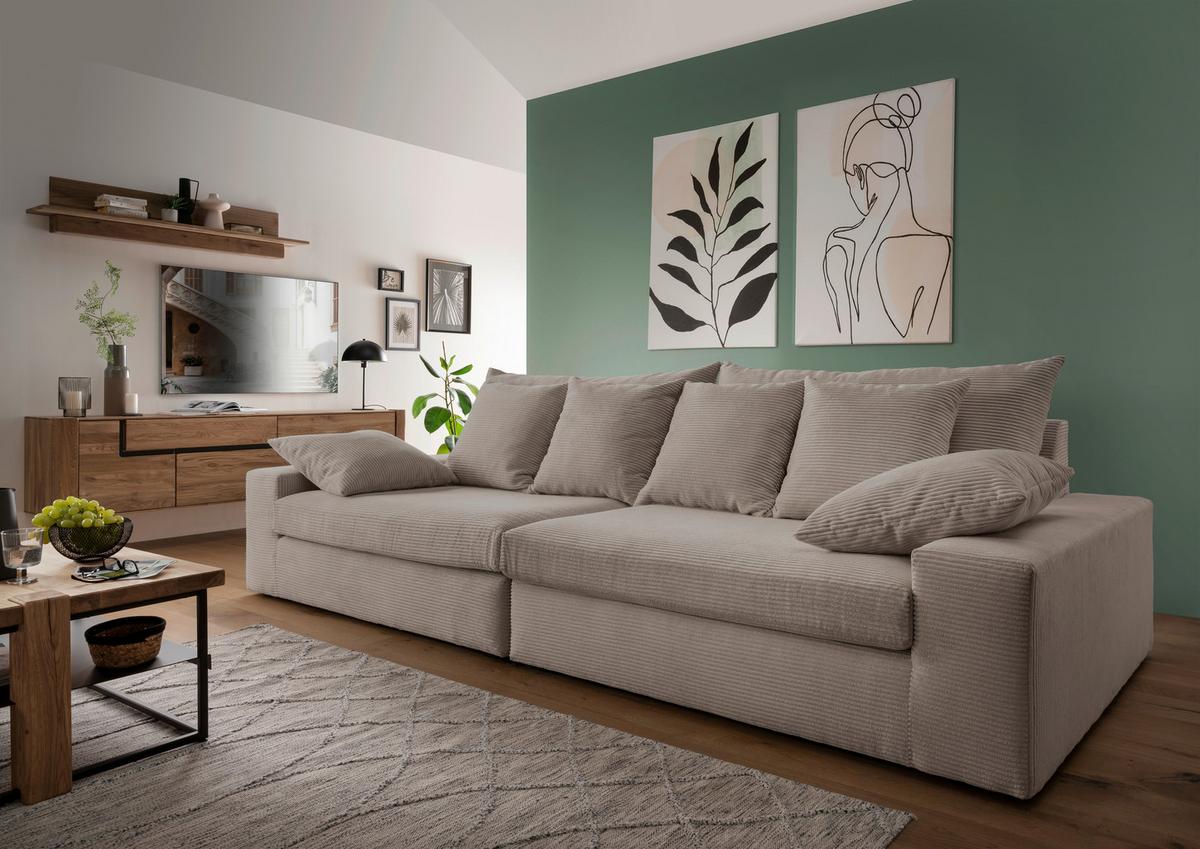 Viersitzer-sofa Avellino Graubraun B: 308 Cm - Graubraun/Schwarz, MODERN, Textil (308/80/140cm) - Livetastic