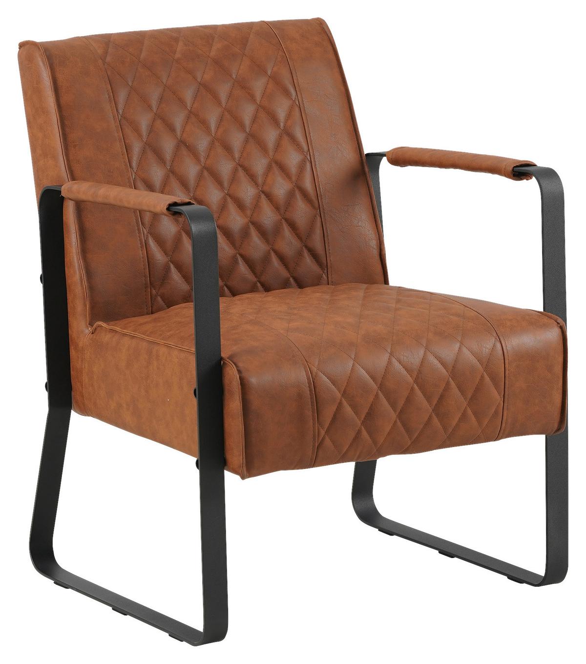 Sessel Stevie - Hellbraun/Cognac, KONVENTIONELL, Textil/Metall (75/61/70cm) - MID.YOU