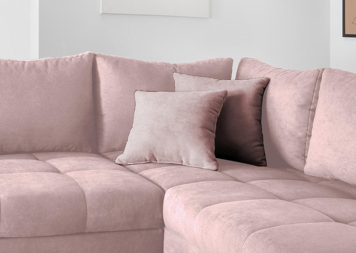Eckschlafsofa Alvito Rosa S: 298/202 cm - Silberfarben/Rosa, Design, Textil (298/202cm) - MID.YOU