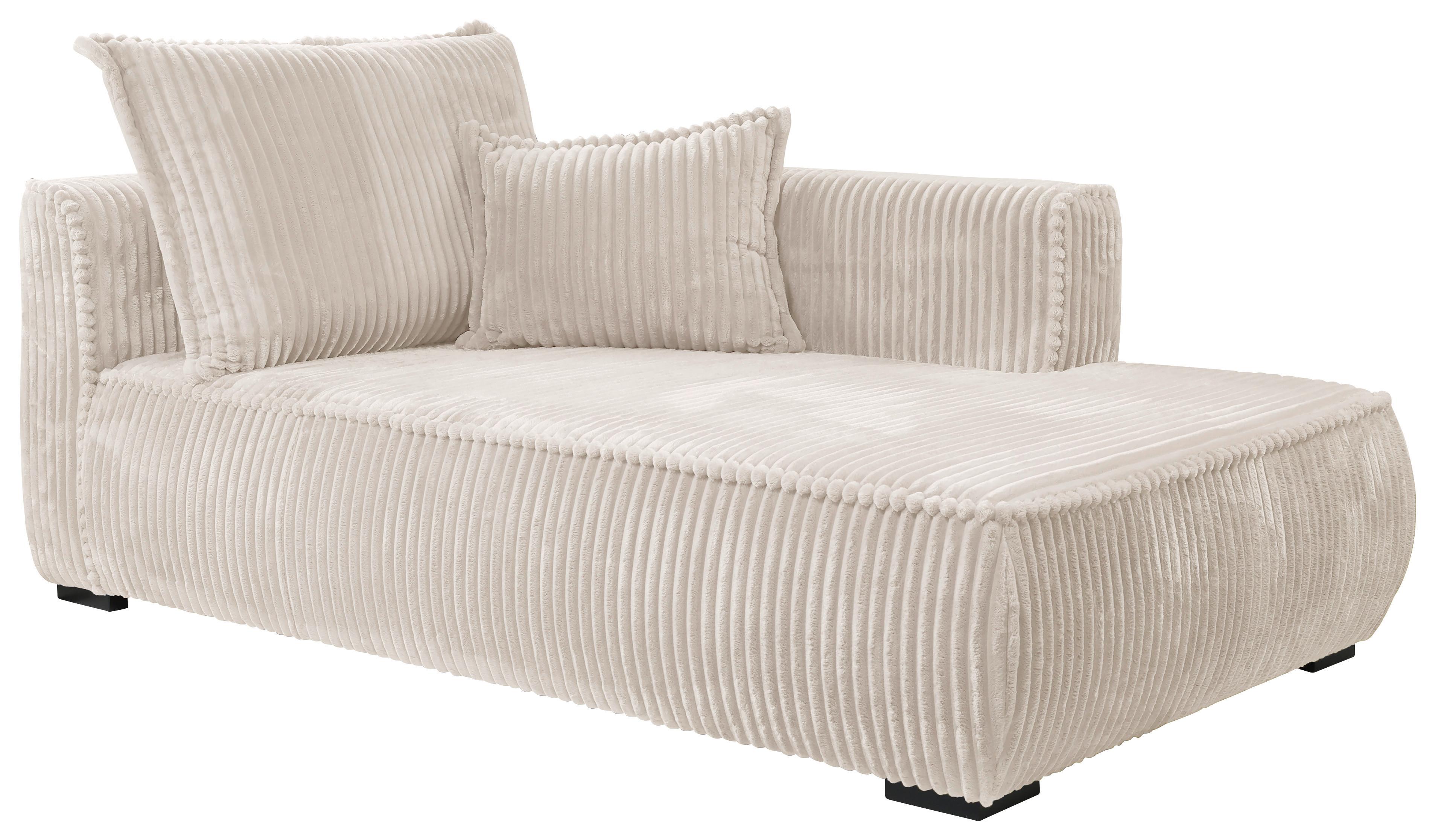 Recamiere Modena rechts inkl. Kissen, Creme, B: 208 cm - Creme/Schwarz, Design, Textil (207/75/121cm) - MID.YOU