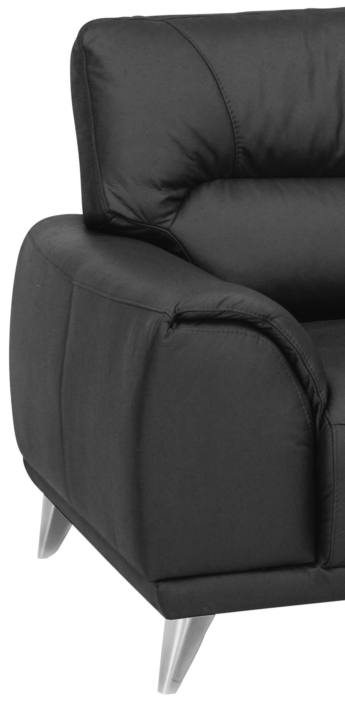 Fernsehsessel Frisco Lederlook Schwarz - Chromfarben/Schwarz, MODERN, Textil (112/92/96cm) - MID.YOU