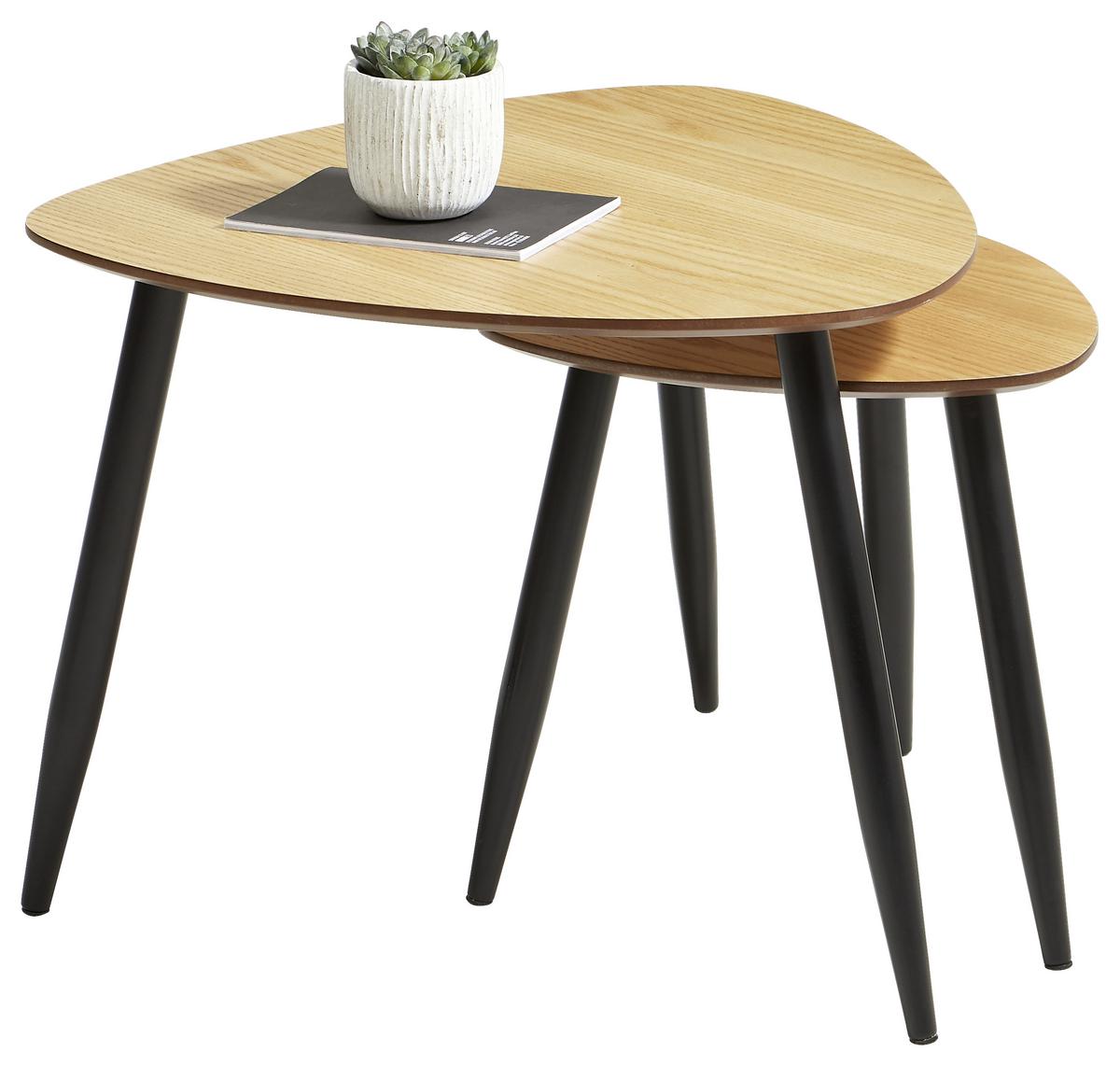 Beistelltisch 2er-set Aars, Eiche/schwarz - Schwarz/Naturfarben, LIFESTYLE, Holz/Holzwerkstoff (40/80/40/60/40/48cm) - MID.YOU